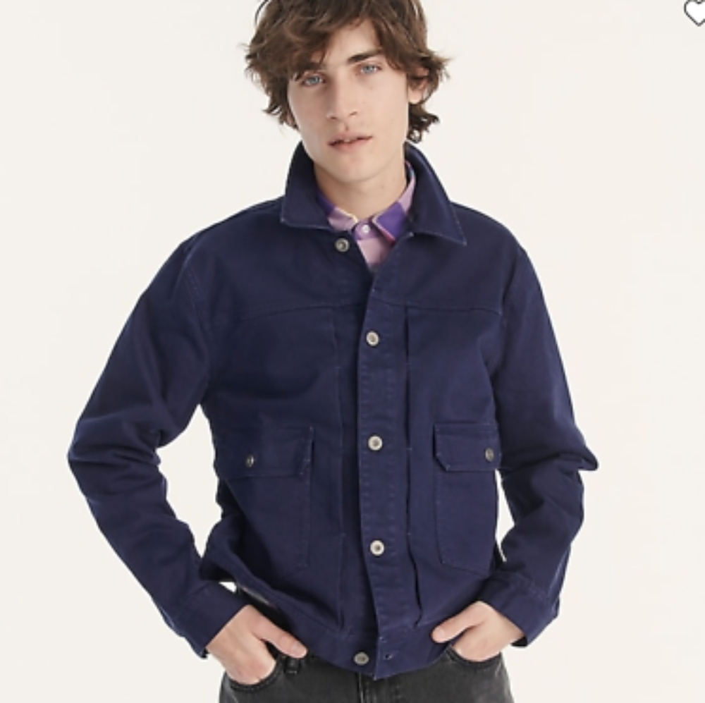 J.CREW Wallace & Barnes garment-dyed duck canvas trucker jacket ,xs unisex ,